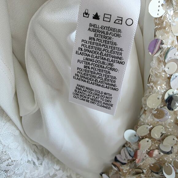 Dress The Population Viviana Silver Sequin Strapless Sheath Cocktail Dress Sz XL - Picture 11 of 14